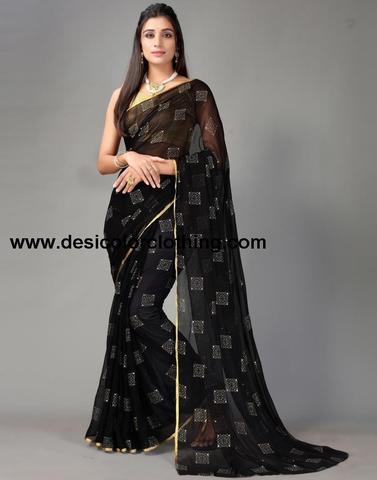 Black Chiffon Saree