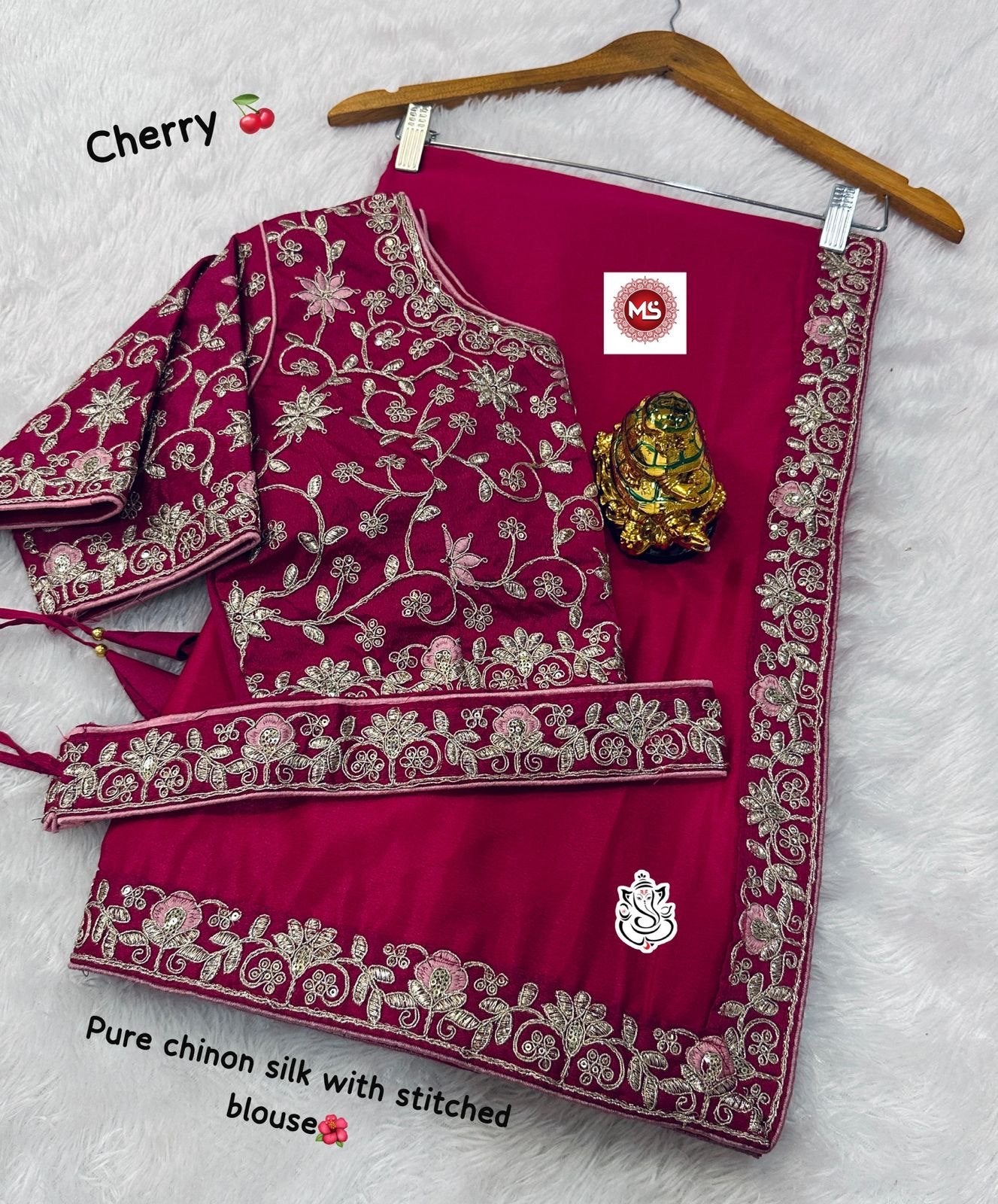 Product Image - Elegant Designer Saree with Fully Stitched Blouse - 1