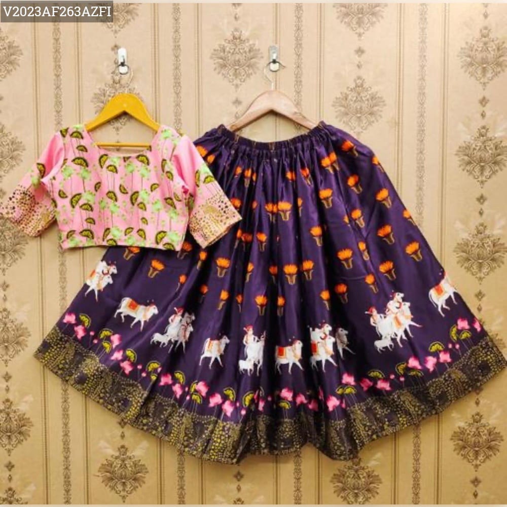Product Image - Designer Kids Festive Wear - Printed Georgette Lehenga Choli