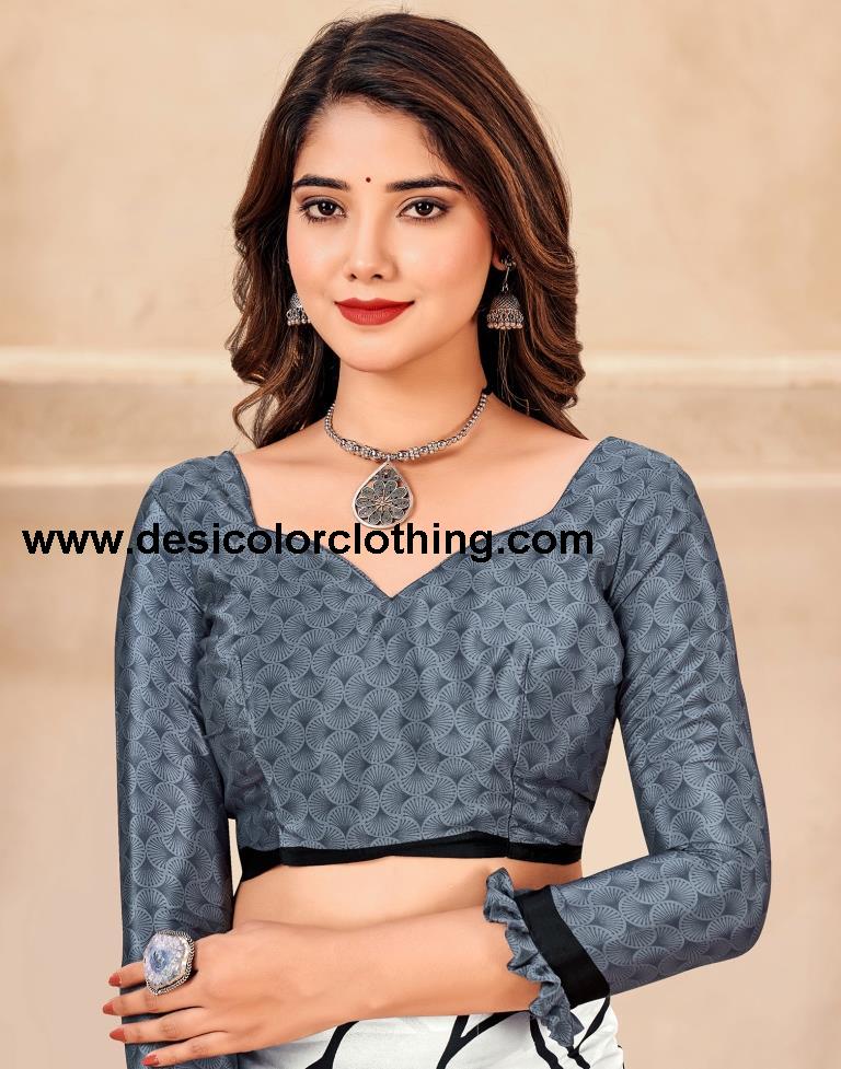 White Silk Printed Sarees