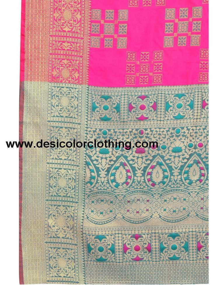 Pink Coloured Poly Silk Jacquard Partywear saree