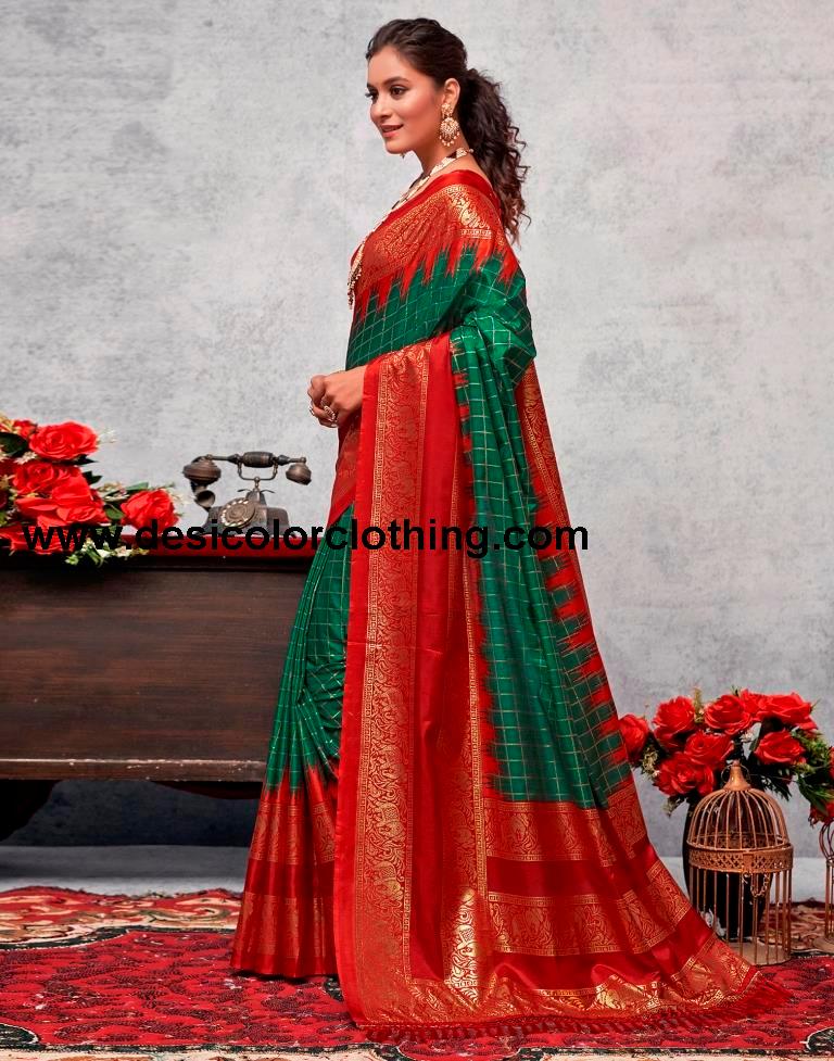 Red Silk Printed Saree