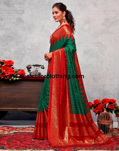 Red Silk Printed Saree