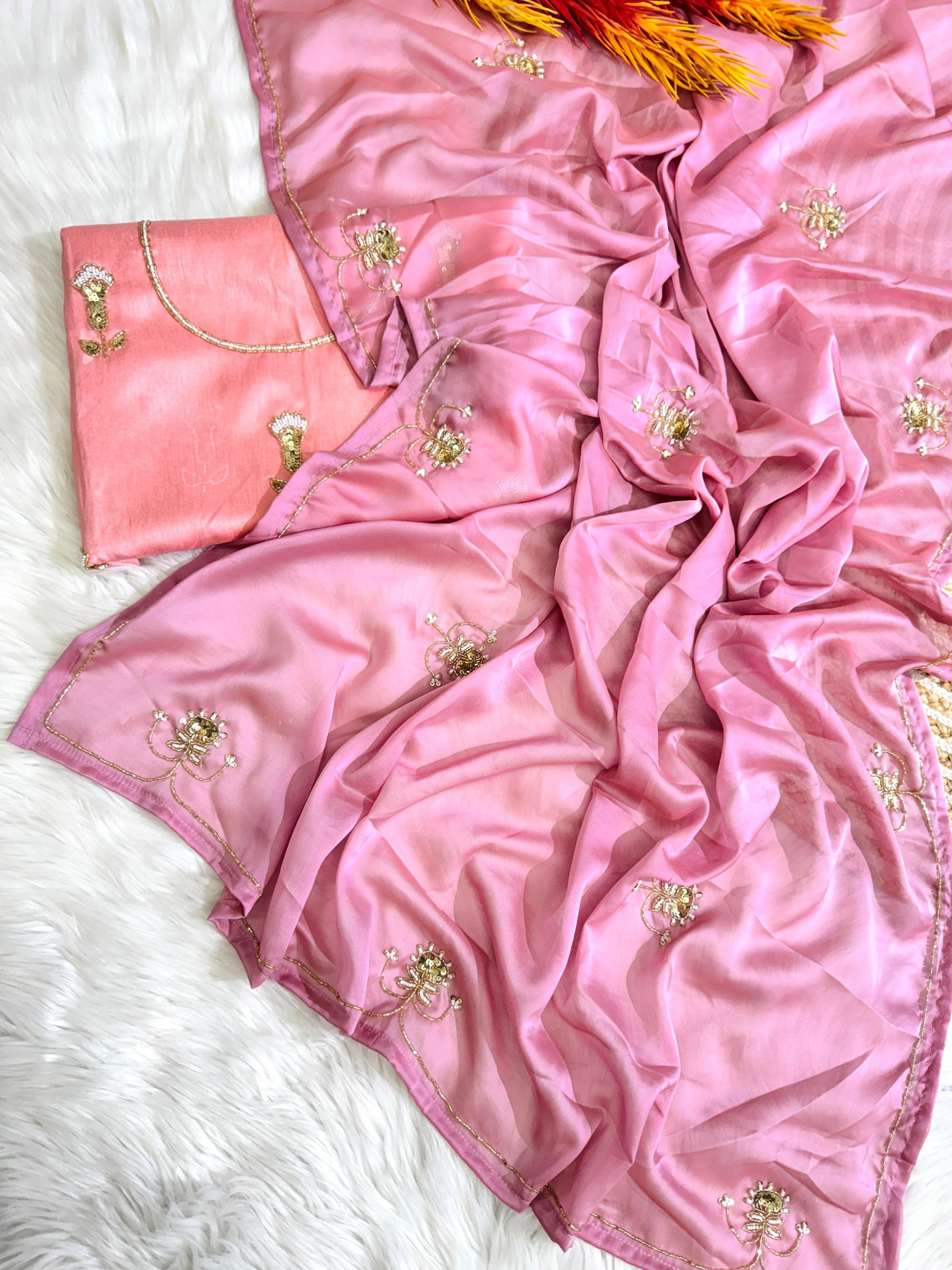 Product Image - Handcrafted Designer Silk Saree with Unstitched Silk Blouse