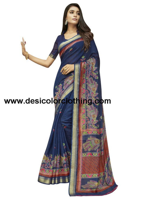 Blue Cotton Saree | 1689S5156
