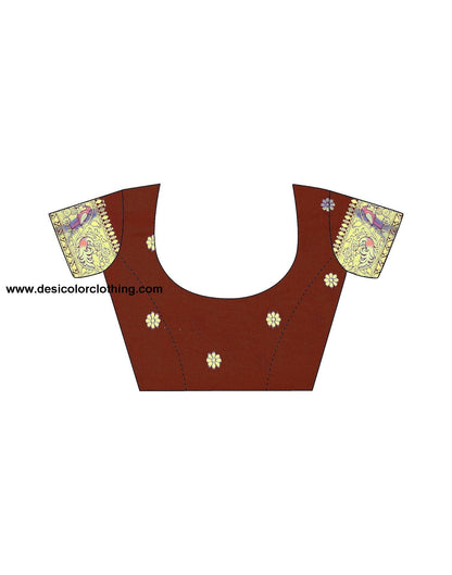 Brown Jacquard Silk Saree