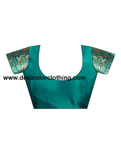 Teal Green Silk Plain Saree