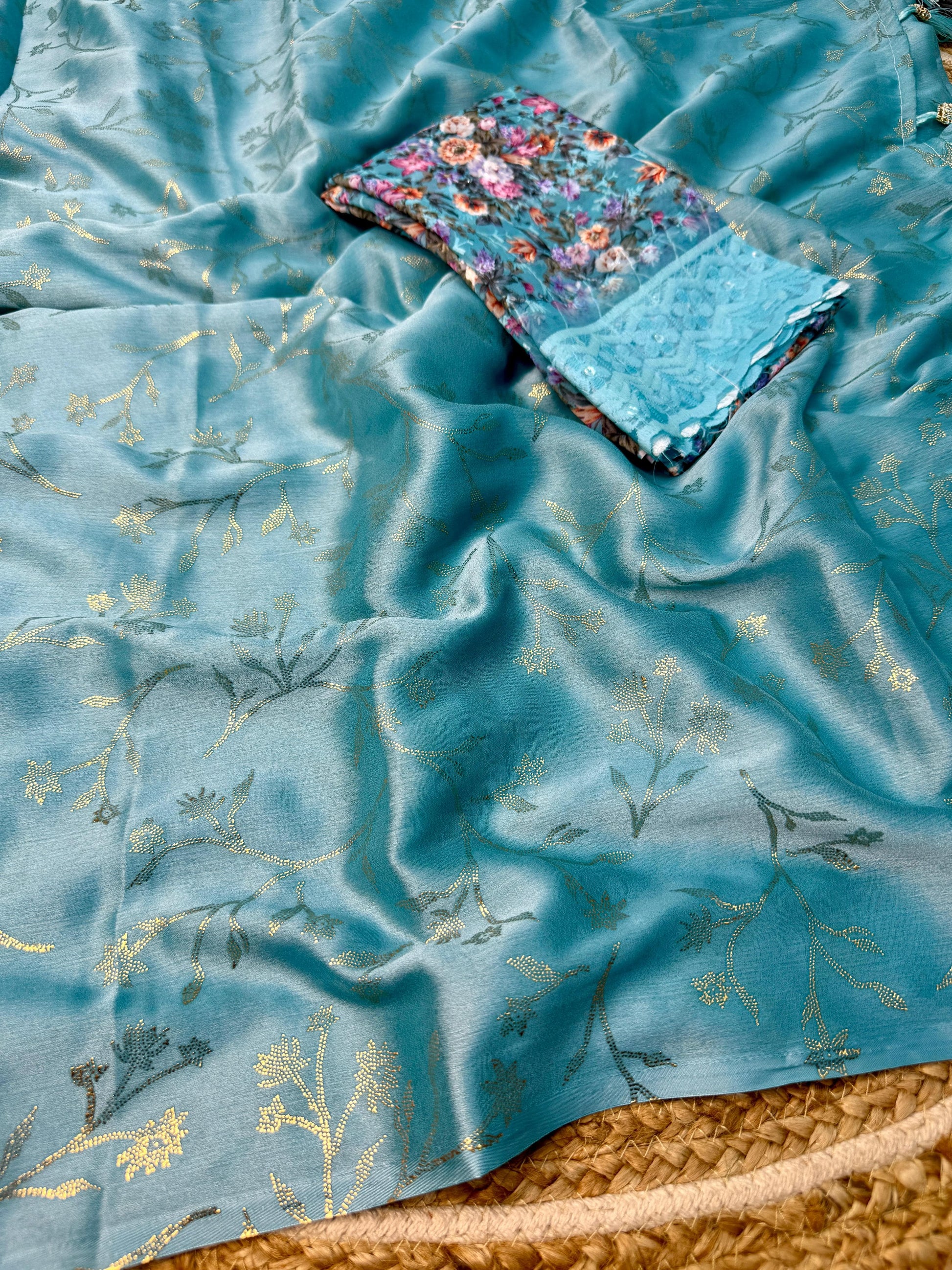 Product Image - Designer Georgette Saree with Foil Work | Ethnic Festive Wear