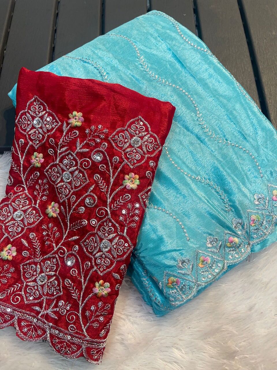 Product Image - Designer Georgette & Banarasi Silk Saree for Weddings & Festive Wear