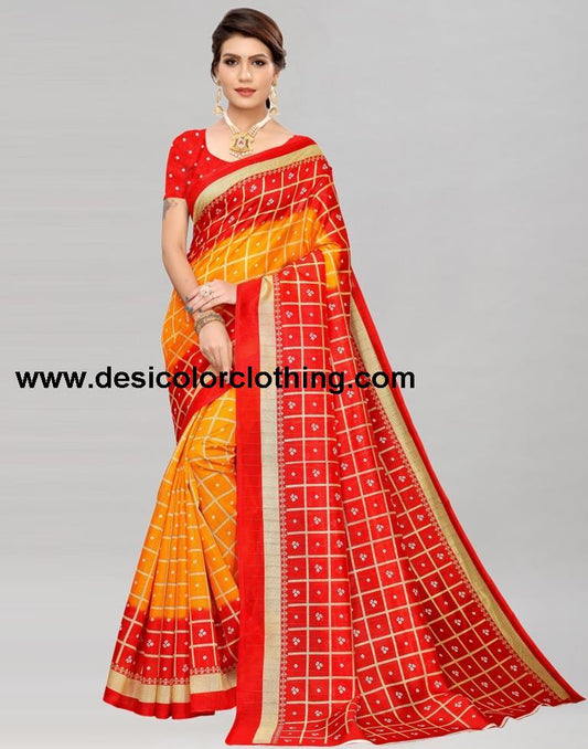 Red Bandhani Printed Silk Saree | 1159S88