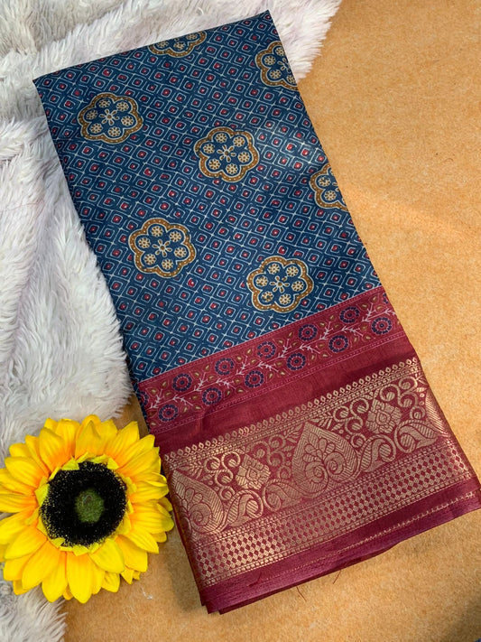 Product Image - Elegant Pavitra Bandhej Dola Silk Saree with Intricate Jéquard Buttis