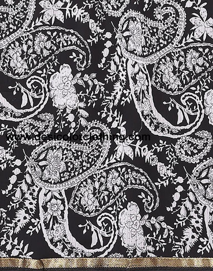 Black Chiffon Printed Saree