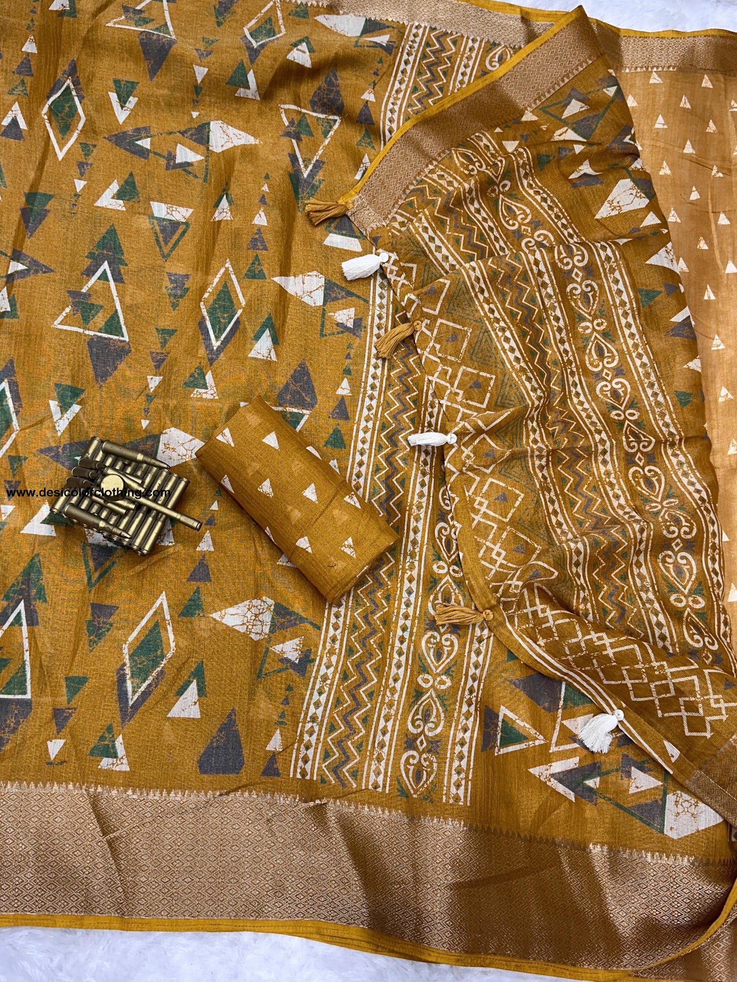 Fabric cotton zari jacquard with running blouse Saree