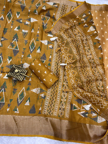 Fabric cotton zari jacquard with running blouse Saree