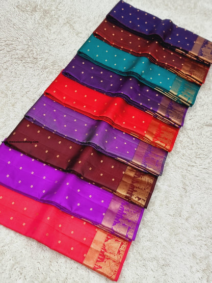 Kanchipuram 100% Pure Handwoven Silk Saree with Pallakku Border