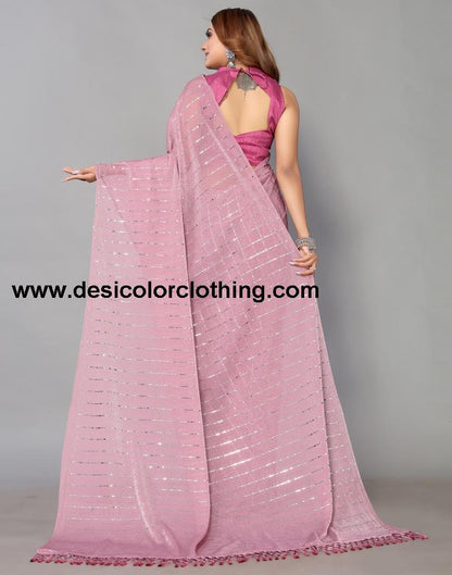 Pink Printed Saree