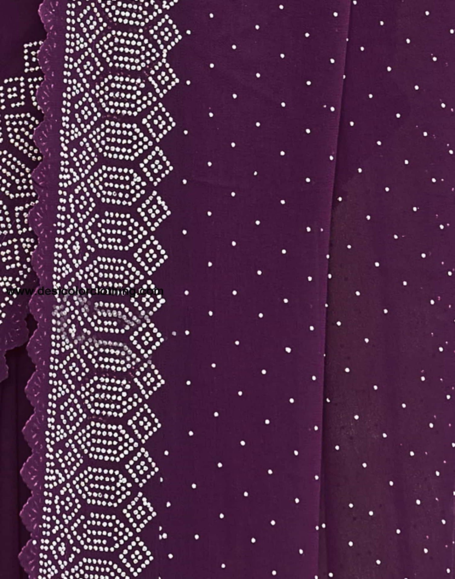 Wine Swarovski Georgette Stone Work Saree