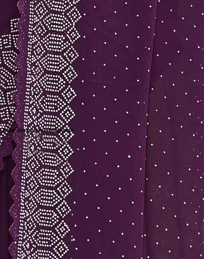Wine Swarovski Georgette Stone Work Saree