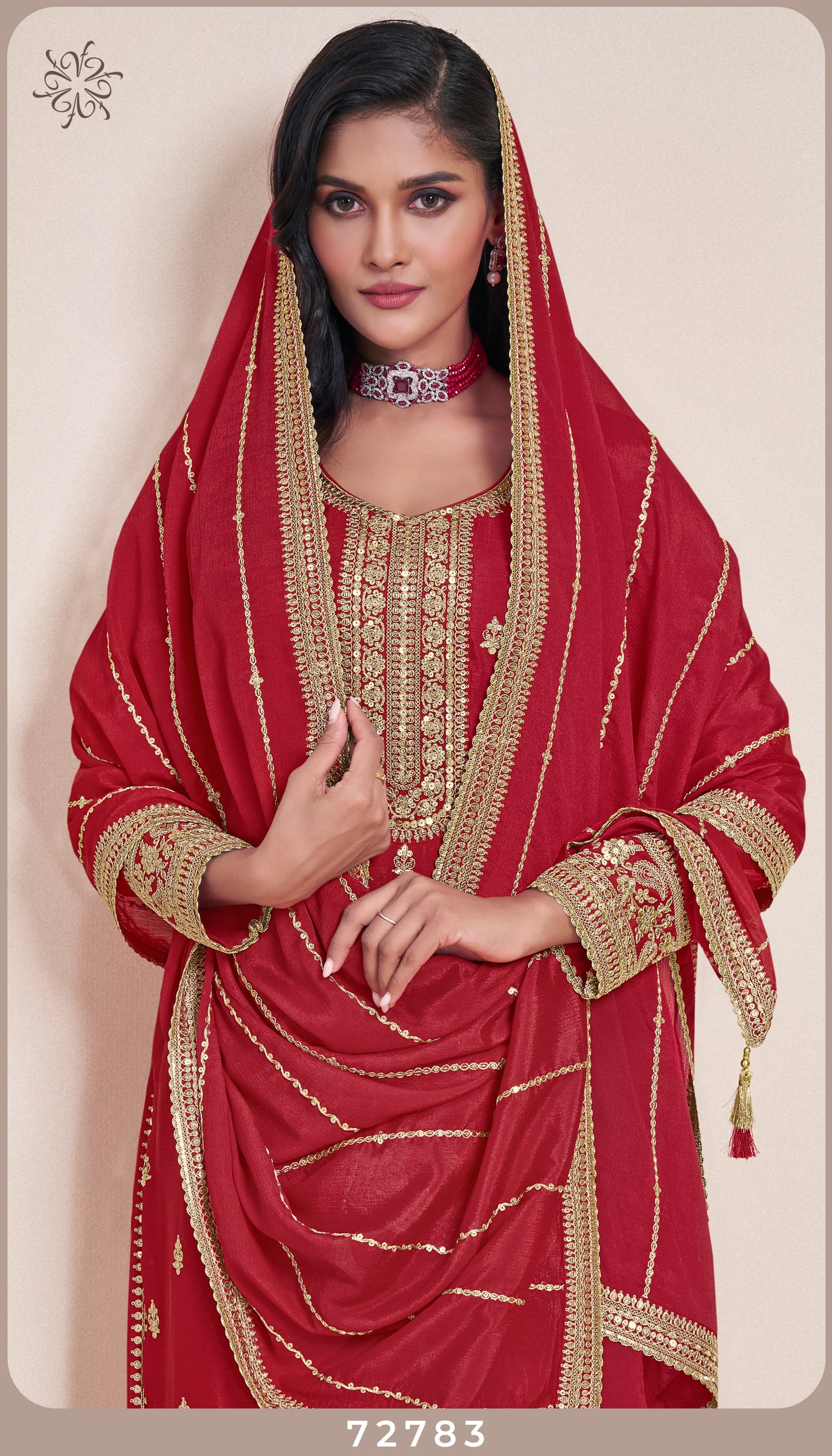 Product Image - KULEESH - SANGEET Designer Georgette Saree - Embroidered Chinon Fabric