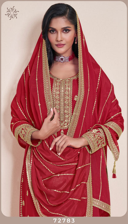 Product Image - KULEESH - SANGEET Designer Georgette Saree - Embroidered Chinon Fabric