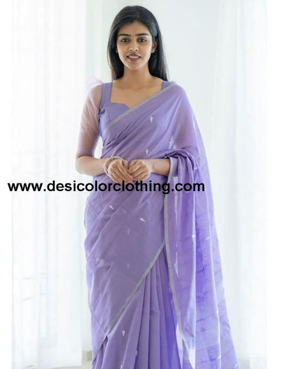 Lavender Cotton Weaving Saree