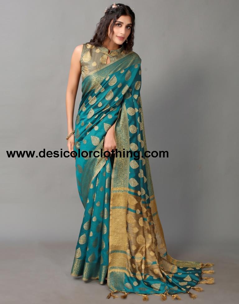 Rama Green Banarasi Silk Saree