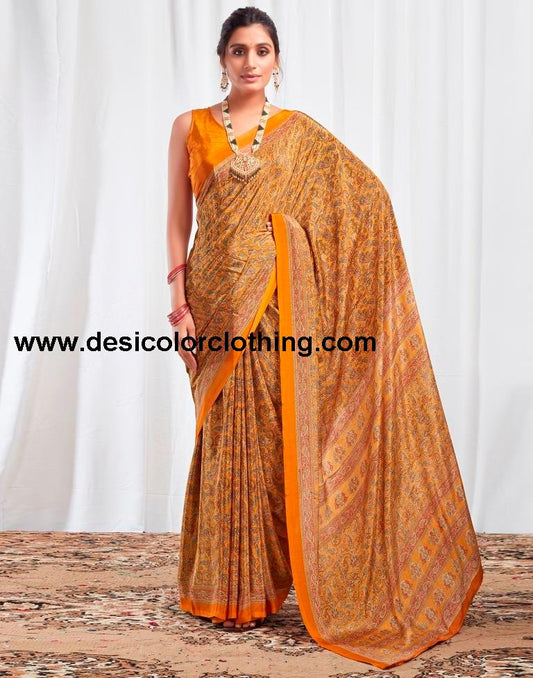 Turmeric Silk Printed Sarees