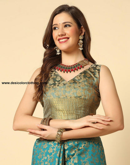 Rama Green Banarasi Silk Saree
