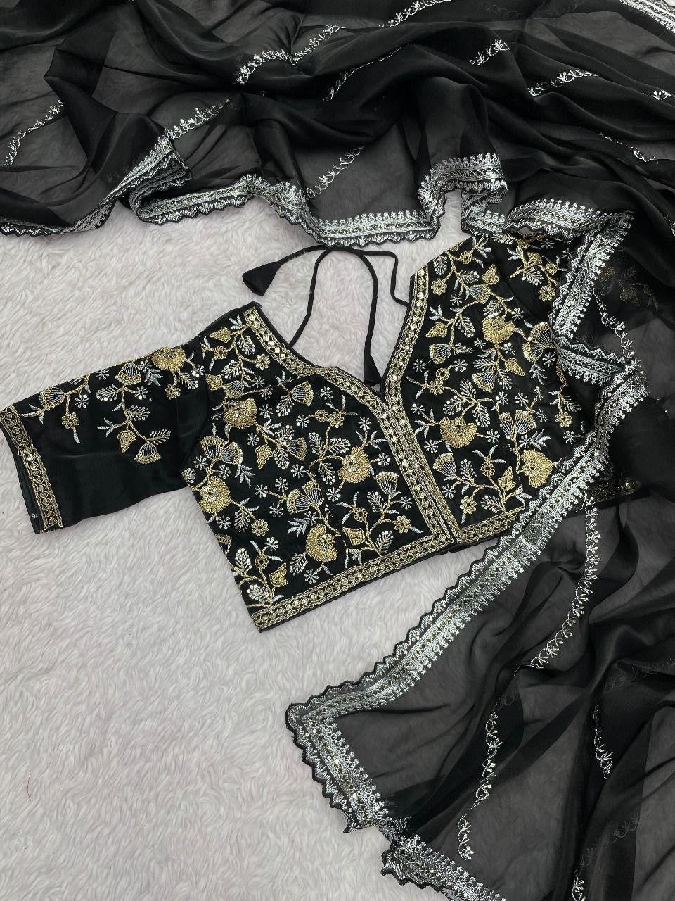 Jimmy Choo Designer Sarees with Stitched Blouse – Luxury Look