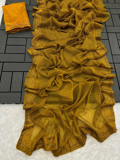 CHIFFON CHEX DESGINER SAREES