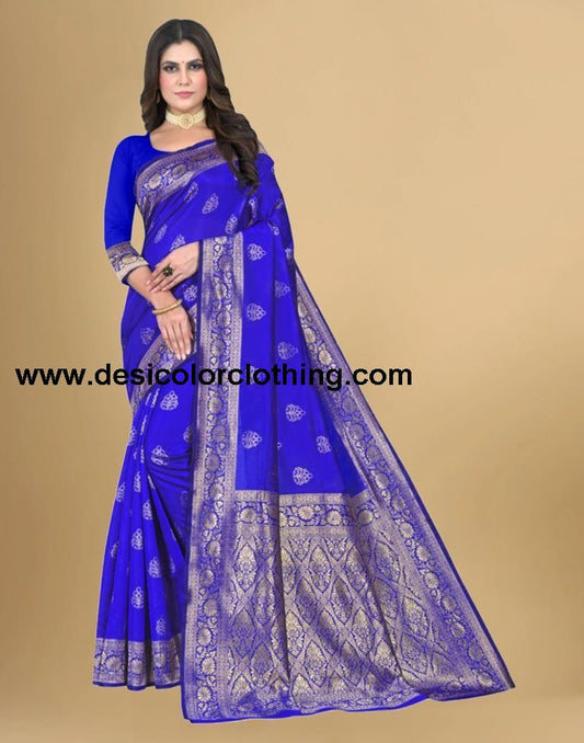 Royal Blue Jacquard Banarasi Silk Saree