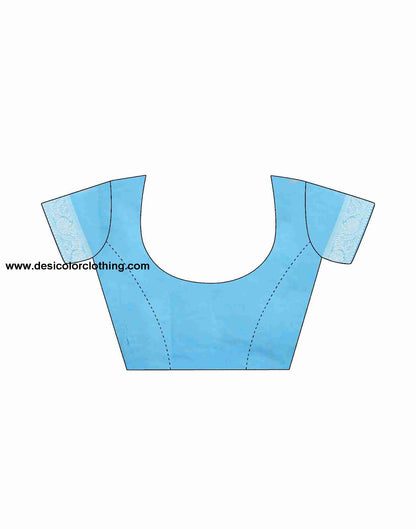 Blue Cotton Plain Saree