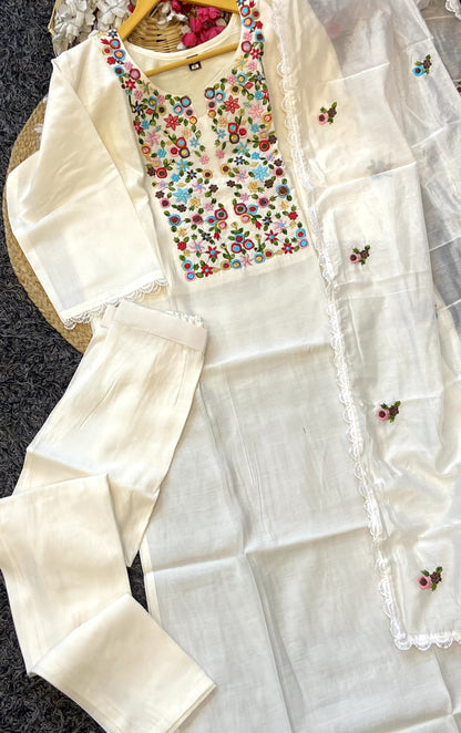 Product Image - Designer Kurti Pant with Dupatta - Elegant Visose Chanderi Ethnic Wear