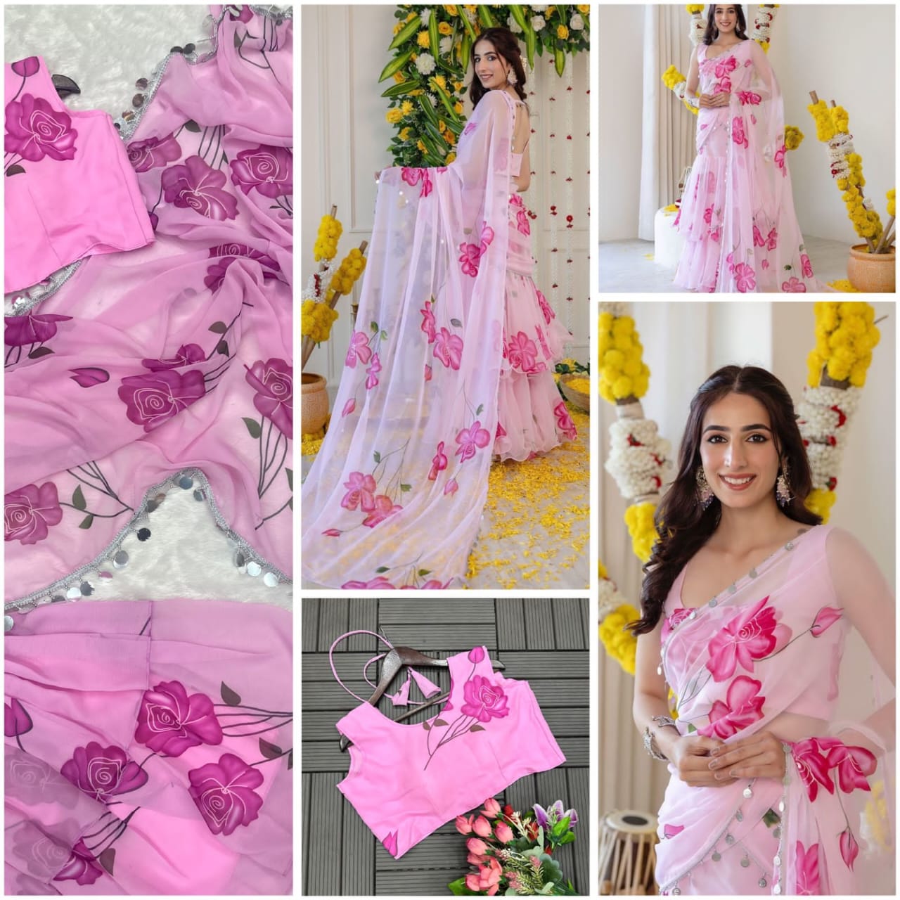 Product Image - Designer Party Wear Lehenga Saree with Stitched Choli and Embroidery Work