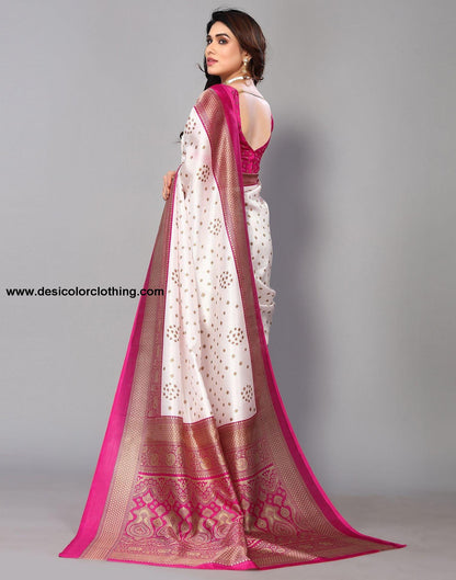 White Silk Bandhani Saree