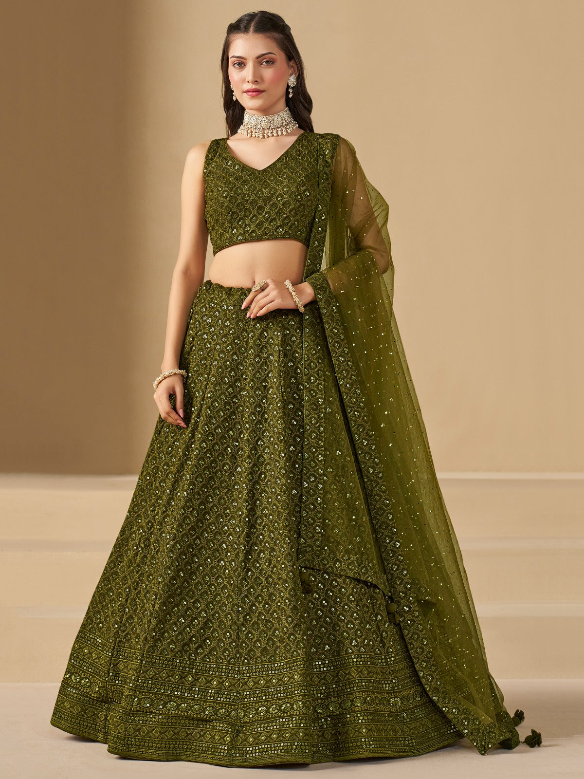 Product Image - Bridesmaid Lehenga Choli - 5124-Mehndi