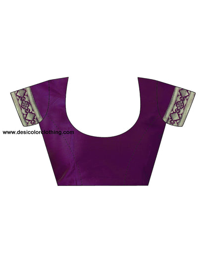 Dark Purple Jacquard Silk Saree