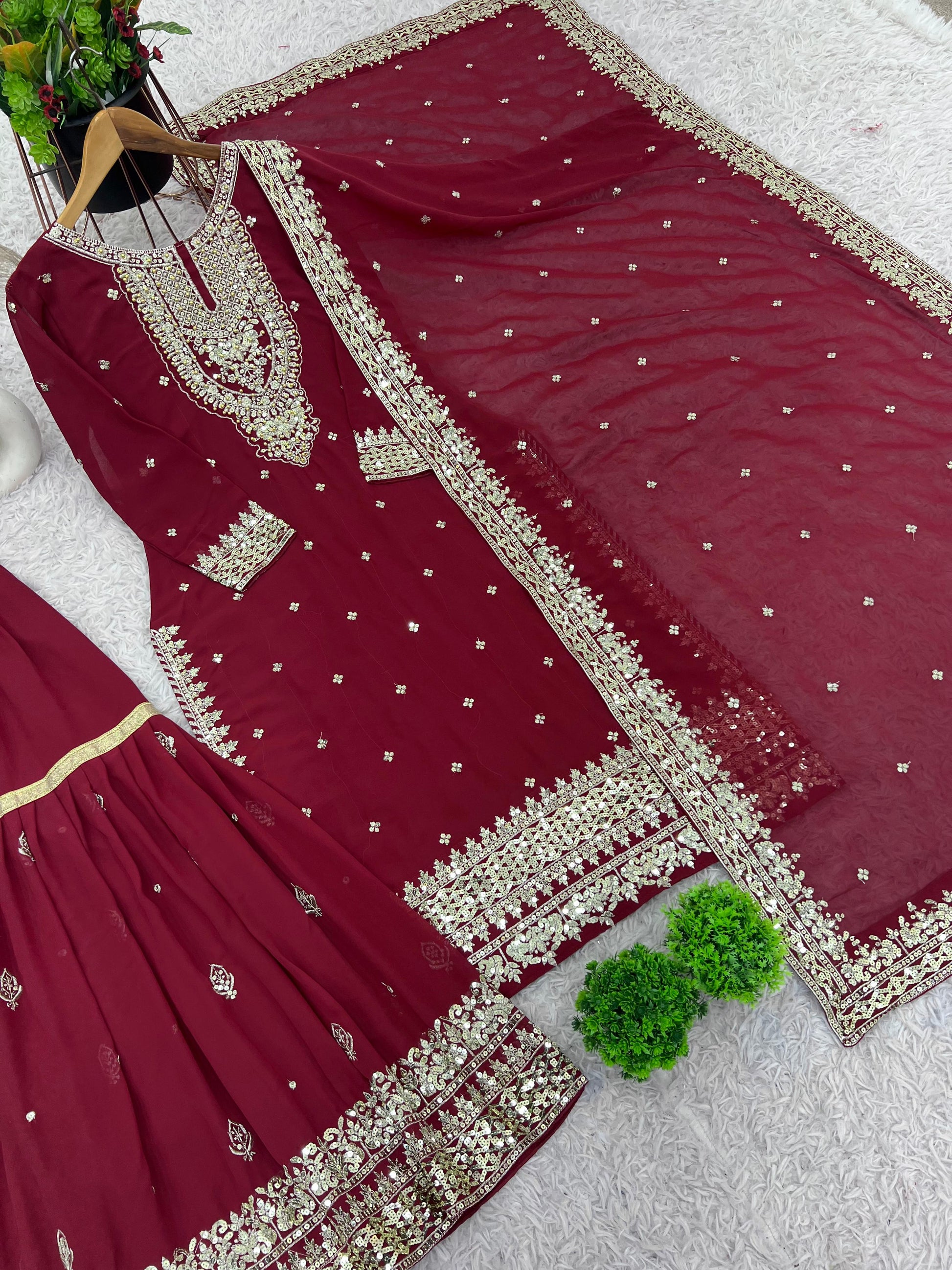 Product Image - Designer Georgette Festive Wedding Saree with Embroidery