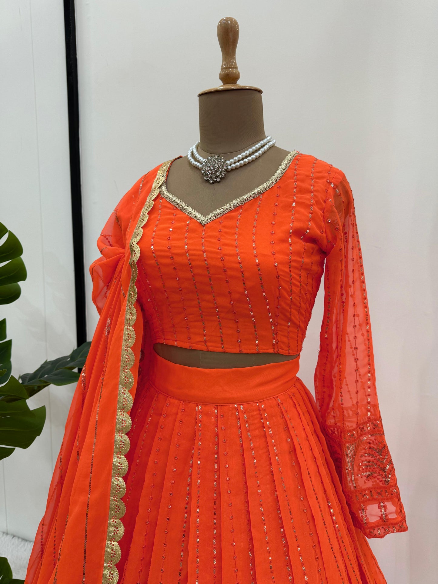Product Image - QRC-321 Lehengha Choli Set - Foux Georgette, Thread with Sequnce Work