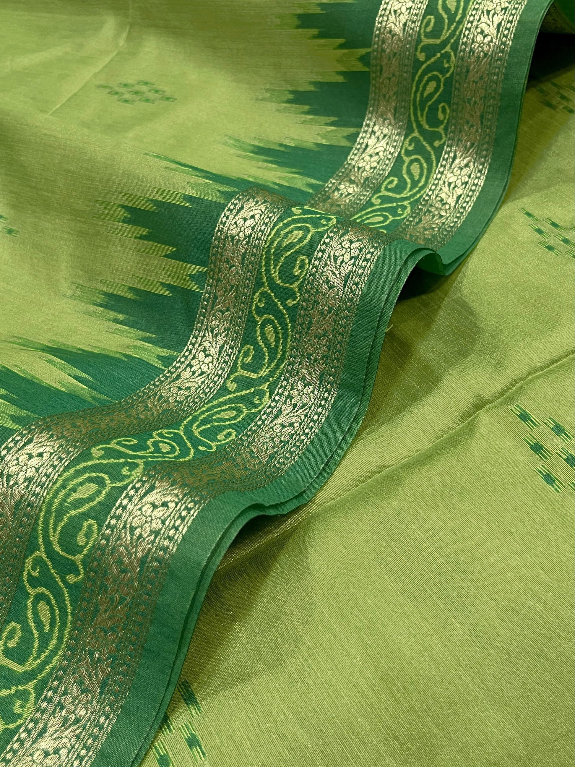 Product Image - Traditional Ikkat Temple Border Saree | Soft Tussar Silk