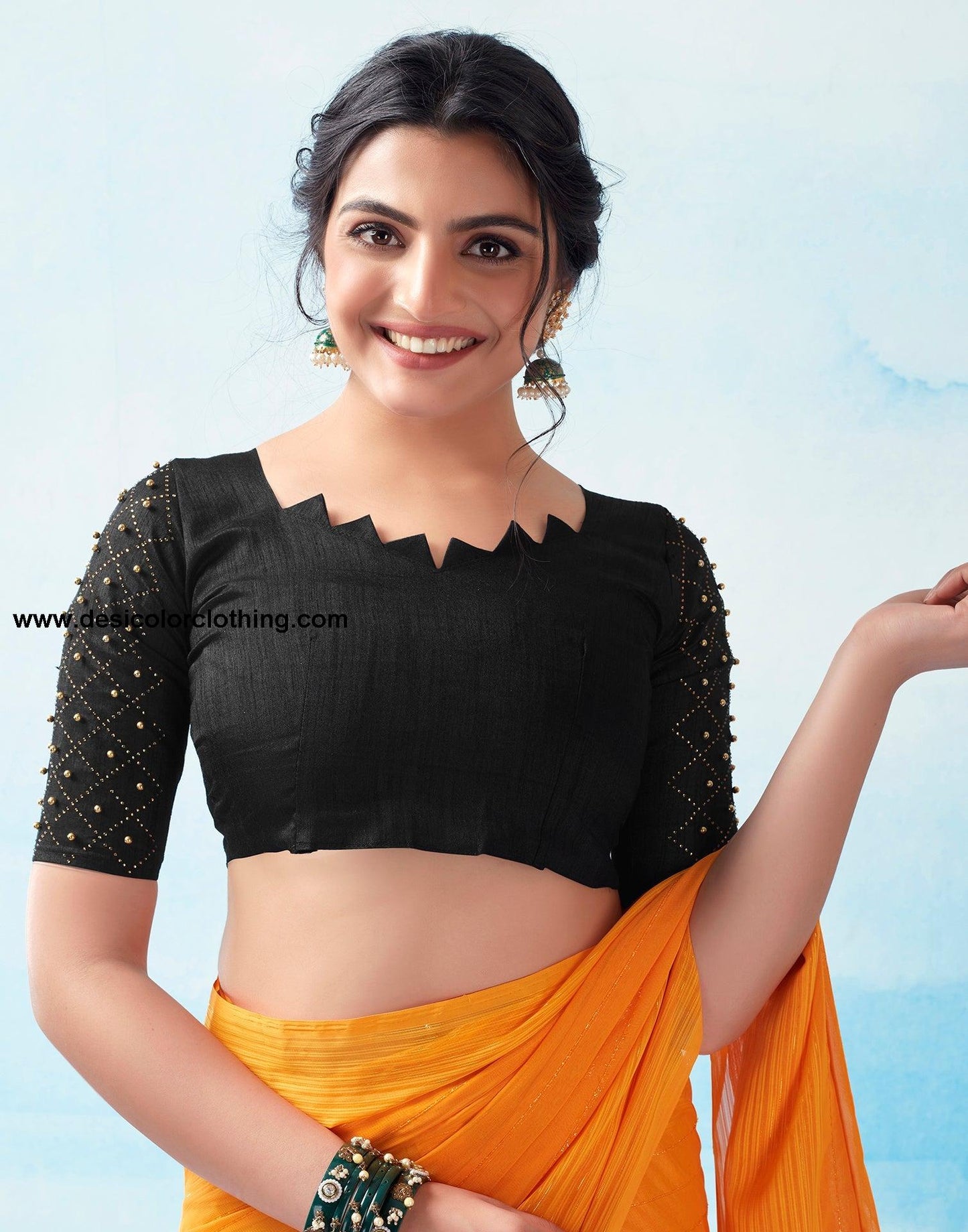 Turmeric Georgette Plain Saree