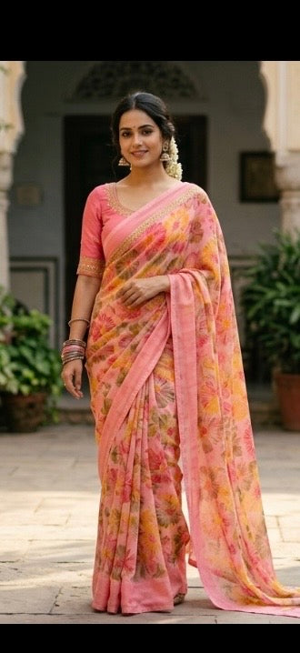 Elegant Georgette Saree for Stylish Parties DesiColorClothing