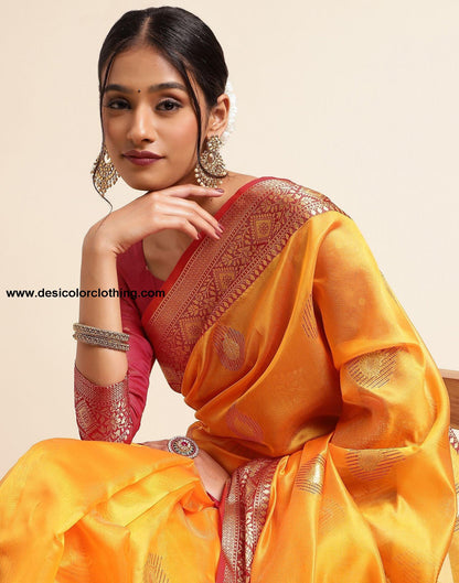 Turmeric Yellow Silk Banarasi Saree