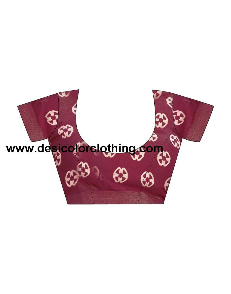 Wine Silk Printed Saree