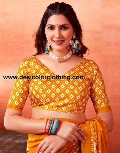 Turmeric Silk Printed Sarees