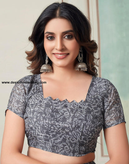 Black Printed Georgette Saree