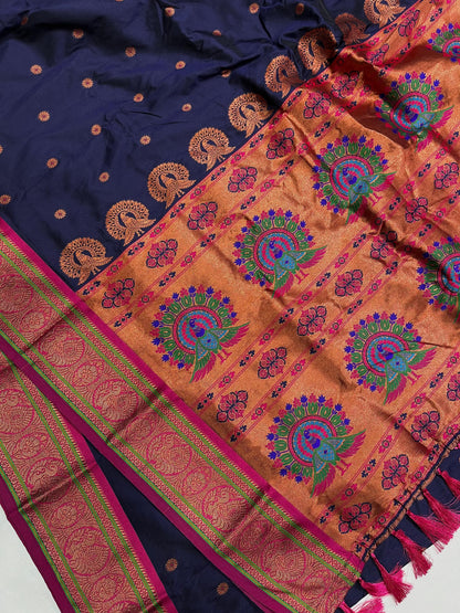 Product Image - Exquisite Soft Silk Saree with Paithani Meenakari Weaves - Festive Wear