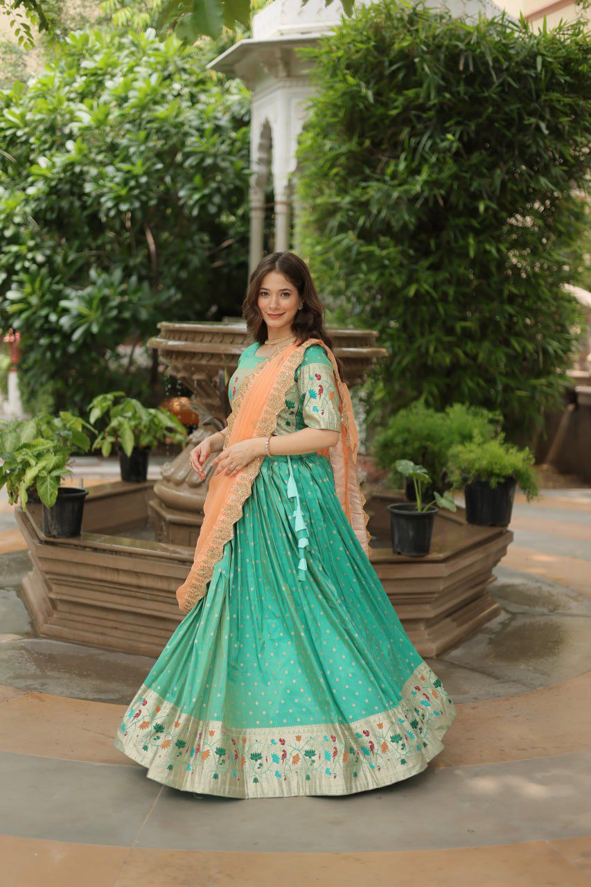 Product Image - Designer Cosmos Jacquard Lehenga Choli with Dupatta - Elegant Festive & Wedding Attire