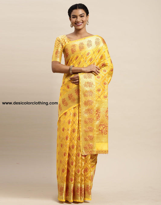 Turmeric Yellow Organza Saree