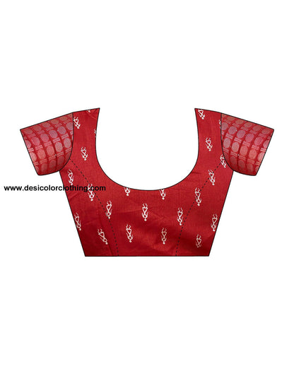 Red Silk Printed Saree